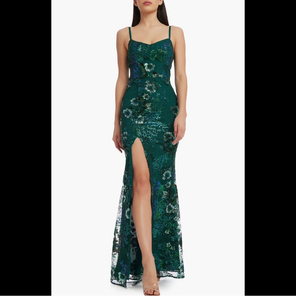 Dress the Population Women's Tori Floral Sequin Mermaid Gown